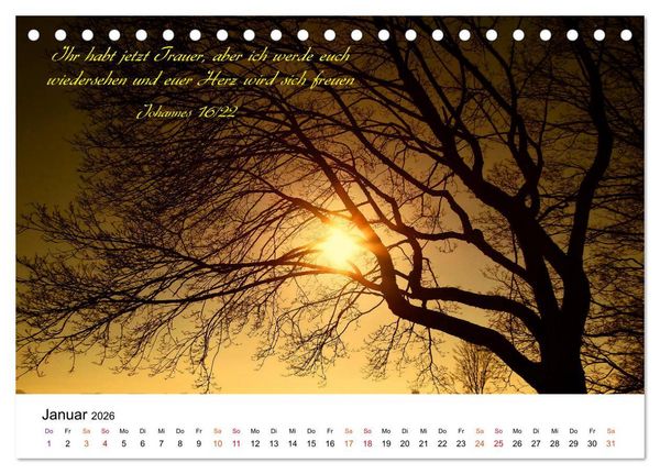 Produktbild: Zeit f&uuml;r Trauer - begleitet mit Zitaten (Tischkalender 2026 DIN A5 quer), CALVENDO Monatskalender