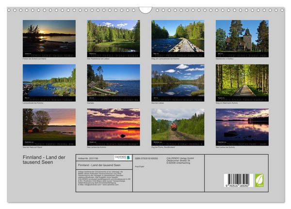 Produktbild: Finnland - Land der tausend Seen (Wandkalender 2026 DIN A3 quer), CALVENDO Monatskalender