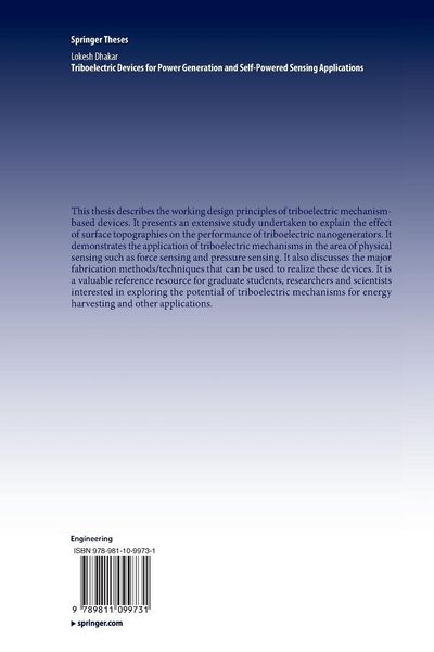 Produktbild: Triboelectric Devices for Power Generation and Self-Powered Sensing Applications