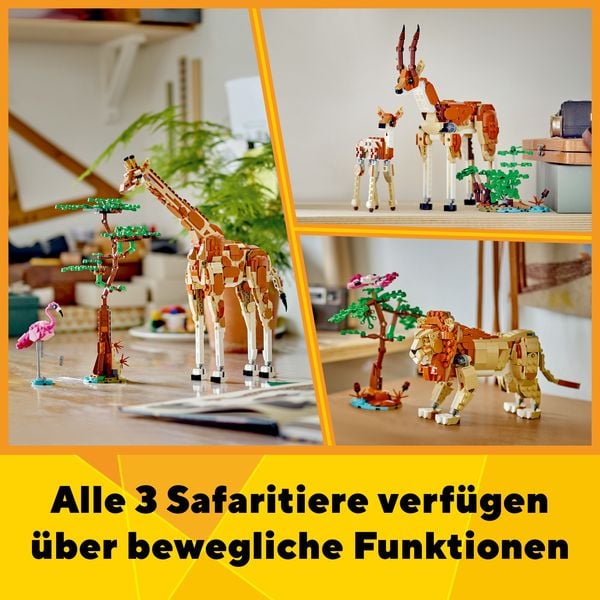 LEGO Creator 3in1 Tiersafari, Set mit Löwe, Giraffe und Gazelle 31150
