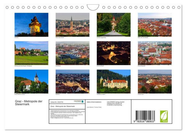 Produktbild: Graz - Metropole der Steiermark (Wandkalender 2026 DIN A4 quer), CALVENDO Monatskalender