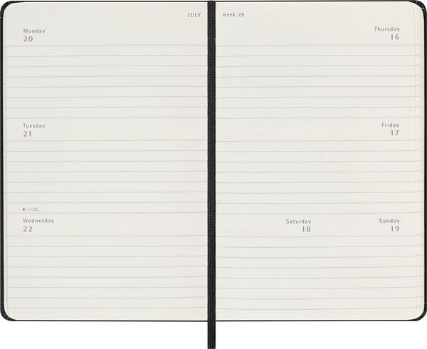 Produktbild: Moleskine 18 Monate Wochenkalender 2026/2027, P/A6, 1 Wo = 2 Seiten, Horizontal, Fester Einband, Schwarz