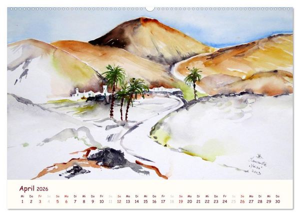Produktbild: Lanzarote und Teneriffa - Aquarelle (Wandkalender 2026 DIN A2 quer), CALVENDO Monatskalender