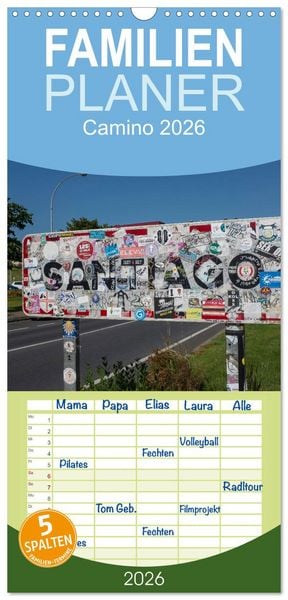 Produktbild: Familienplaner 2026 - Camino 2026 mit 5 Spalten (Wandkalender, 21 x 45 cm) CALVENDO