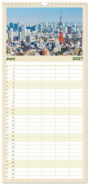 Produktbild: Familienplaner 2027 - Japan - Im Land der aufgehenden Sonne. mit 5 Spalten (Wandkalender, 21 x 45 cm) CALVENDO