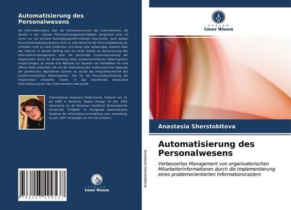 Automatisierung des Personalwesens, Taschenbuch von Anastasia Sherstobitova, Verlag Unser Wissen, 9786203499537