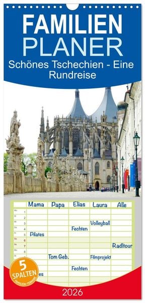 Familienplaner 2026 - Schönes Tschechien - Eine Rundreise mit 5 Spalten (Wandkalender, 21 x 45 cm) CALVENDO