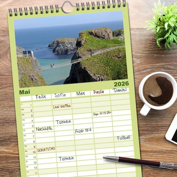 Produktbild: Familienplaner 2026 - Traumhaftes Irland mit 5 Spalten (Wandkalender, 21 x 45 cm) CALVENDO