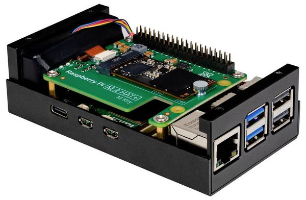 Produktbild: Joy-it ALU CASE for Pi5+M2 HAT / AI Kit SBC-Geh&auml;use Passend f&uuml;r (Entwicklungskits): Raspberry Pi&reg; 5 B inkl. aktiven K&uuml;hler Schwarz