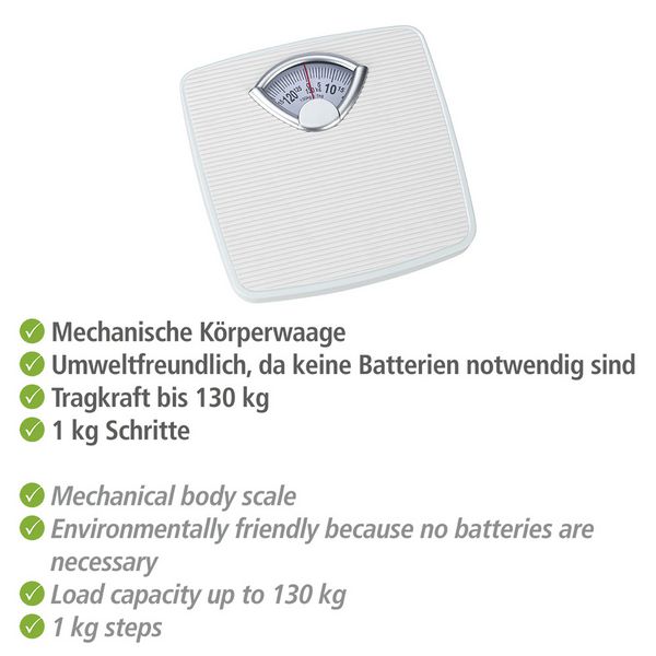 Produktbild: Personenwaage mechanisch, analoge K&ouml;rperwaage bis 130 kg