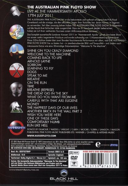 Produktbild: The Australian Pink Floyd Show - Live at Hammersmith Apollo 2011 with the Australian Pink Floyd [2 DVDs]