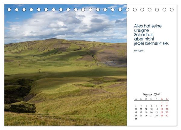 Produktbild: Insel der Elemente &ndash; Island in Bildern und Gedanken (Tischkalender 2026 DIN A5 quer), CALVENDO Monatskalender