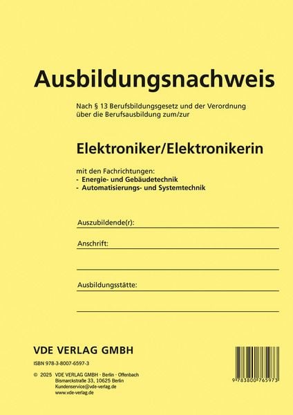 Produktbild: Ausbildungsnachweis Elektroniker/Elektronikerin