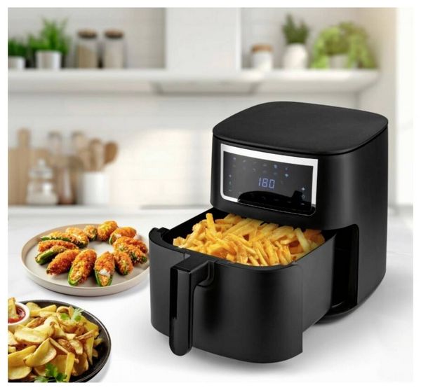 Produktbild: GourmetMaxx GOURMETmaxx Hei&szlig;luft-Fritteuse Digital 7l 1700W schwarz matt/Edelstahl Hei&szlig;luft-Fritteuse 6.5 l 1700 W Schwarz