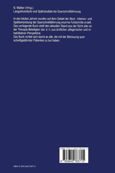 Produktbild: Langzeitverl&auml;ufe und Sp&auml;tresultate bei Querschnittl&auml;hmung