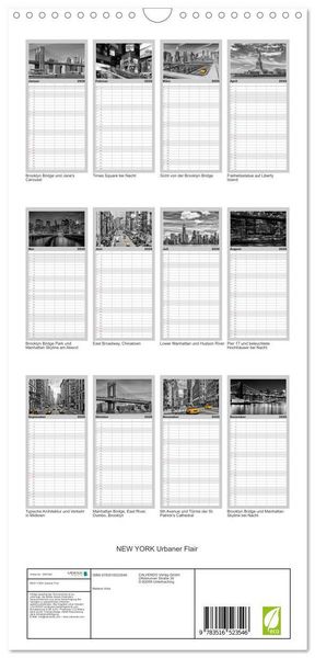 Produktbild: Familienplaner 2026 - NEW YORK Urbaner Flair mit 5 Spalten (Wandkalender, 21 x 45 cm) CALVENDO