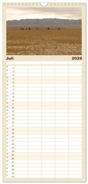 Produktbild: Familienplaner 2026 - W&uuml;ste Gobi mit 5 Spalten (Wandkalender, 21 x 45 cm) CALVENDO