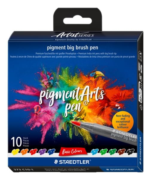 Produktbild: STAEDTLER pigment big brush pen Basic, Pinselspitze, 10er Set