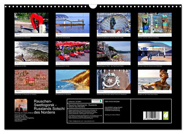 Produktbild: Rauschen-Swetlogorsk - Russlands Sotschi des Nordens (Wandkalender 2026 DIN A3 quer), CALVENDO Monatskalender