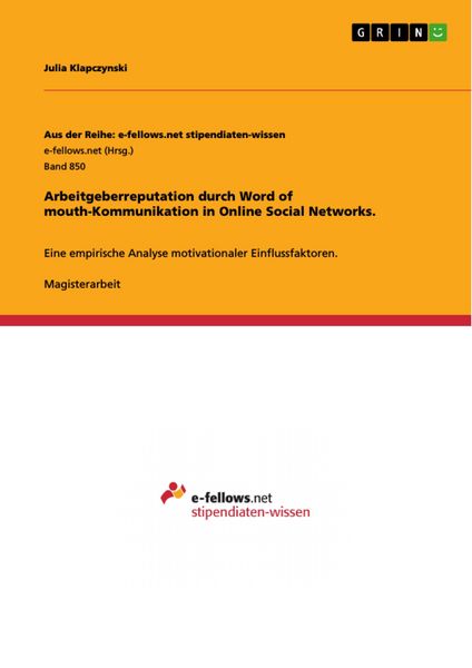 Produktbild: Arbeitgeberreputation durch Word of mouth-Kommunikation in Online Social Networks.