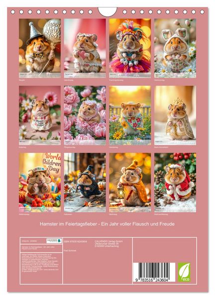 Produktbild: Hamster im Feiertagsfieber - Ein Jahr voller Flausch und Freude (Wandkalender 2026 DIN A4 hoch), CALVENDO Monatskalender