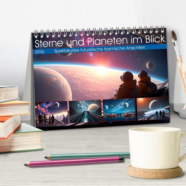 Produktbild: Sterne und Planeten im Blick (Tischkalender 2026 DIN A5 quer), CALVENDO Monatskalender