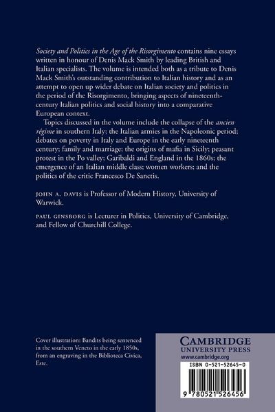 Produktbild: Society and Politics in the Age of the Risorgimento