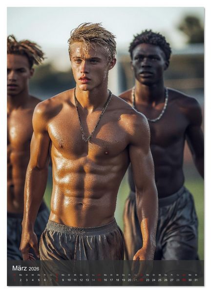 Produktbild: SEXY JUNGS - Nackte Haut beim Fu&szlig;ball (Wandkalender 2026 DIN A3 hoch), CALVENDO Monatskalender