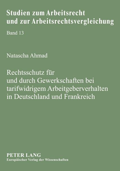 Rechtsschutz für und durch Gewerkschaften bei tarifwidrigem Arbeitgeberverhalten in Deutschland und Frankreich, Taschenbuch von Natascha Ahmad, Peter