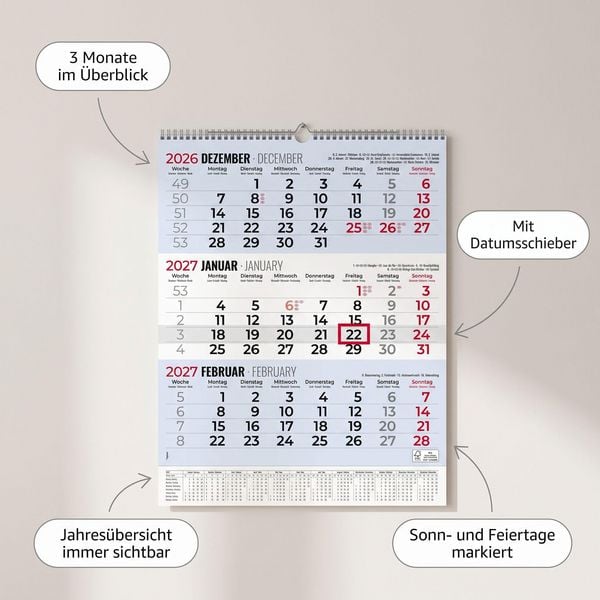 Produktbild: 3-Monatsplaner Triplan Comfort blau 2027