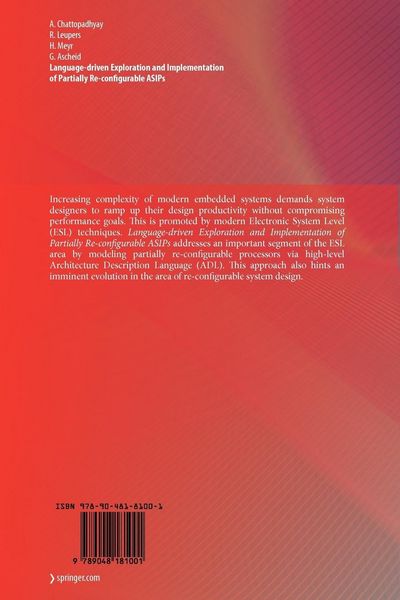Produktbild: Language-driven Exploration and Implementation of Partially Re-configurable ASIPs