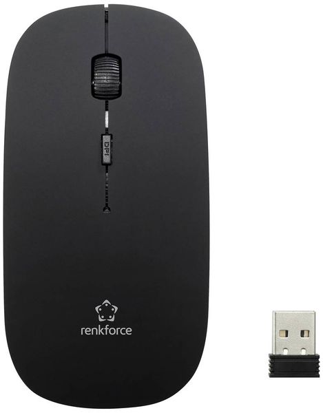 Produktbild: Renkforce RF-KMC-410 Kabellos Tastatur, Maus-Set Deutsch, QWERTZ Schwarz