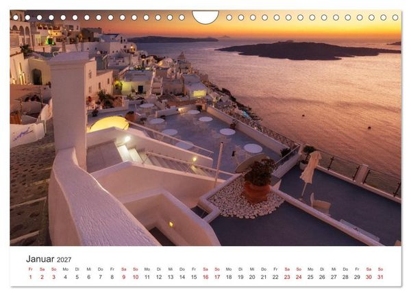 Produktbild: Santorini Fira & Firostefani (Wandkalender 2027 DIN A4 quer), CALVENDO Monatskalender