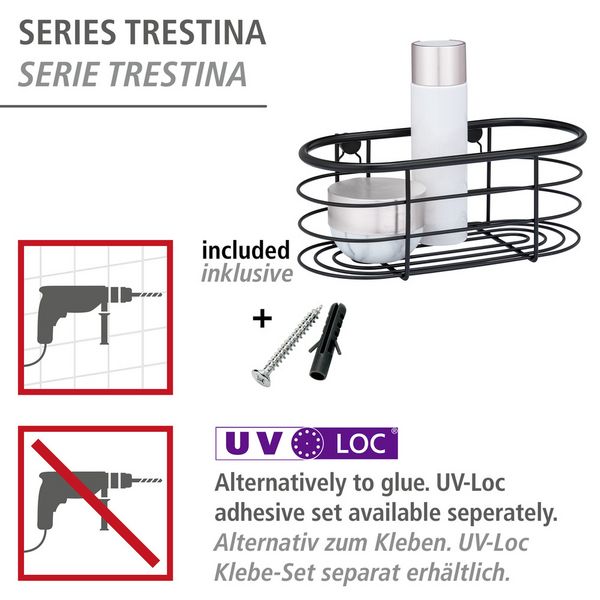 Produktbild: Edelstahl Wandablage Mod. Trestina Schwarz, hochwertiger Rostschutz