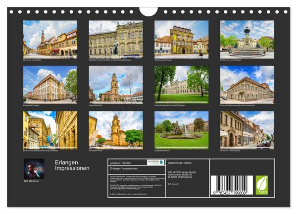 Produktbild: Erlangen Impressionen (Wandkalender 2026 DIN A4 quer), CALVENDO Monatskalender