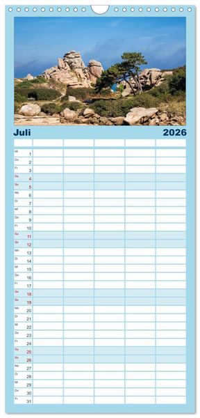 Produktbild: Familienplaner 2026 - Unterwegs in der Bretagne mit 5 Spalten (Wandkalender, 21 x 45 cm) CALVENDO