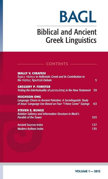 Produktbild: Biblical and Ancient Greek Linguistics, Volume 1