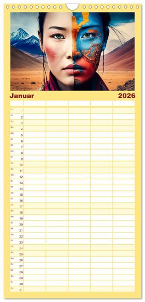 Produktbild: Familienplaner 2026 - Die Menschen sind bunt mit 5 Spalten (Wandkalender, 21 x 45 cm) CALVENDO