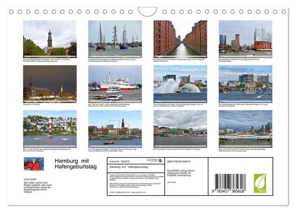 Produktbild: Hamburg mit Hafengeburtstag (Wandkalender 2026 DIN A4 quer), CALVENDO Monatskalender