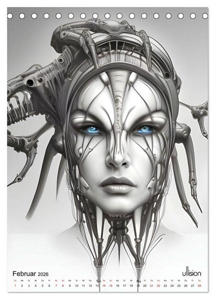 Produktbild: Biomechanic Portrait - Sch&ouml;nheit zwischen Mensch und Maschine (Tischkalender 2026 DIN A5 hoch), CALVENDO Monatskalender