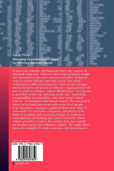 Produktbild: Managing Organizational Culture for Effective Internal Control