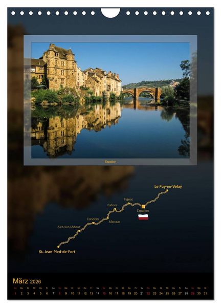 Produktbild: Jakobsweg Via Podiensis (Wandkalender 2026 DIN A4 hoch), CALVENDO Monatskalender