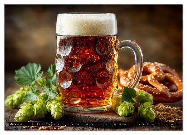 Produktbild: Bier im Blut - Ma&szlig; f&uuml;r Ma&szlig; durchs M&auml;nnerjahr (Wandkalender 2026 DIN A2 quer), CALVENDO Monatskalender