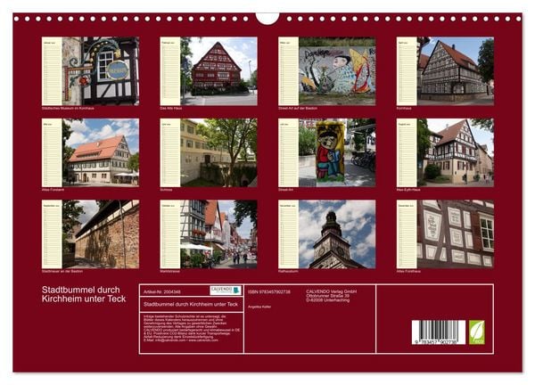 Produktbild: Stadtbummel durch Kirchheim unter Teck (Wandkalender 2026 DIN A3 quer), CALVENDO Monatskalender