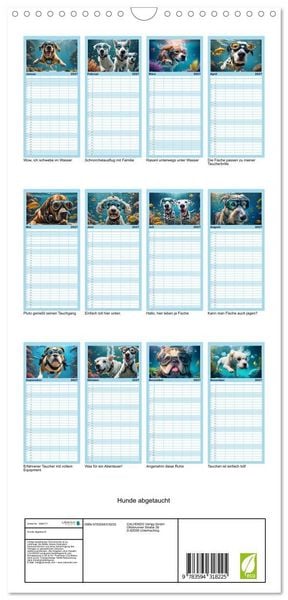 Produktbild: Familienplaner 2027 - Hunde abgetaucht mit 5 Spalten (Wandkalender, 21 x 45 cm) CALVENDO