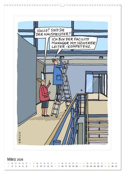 Produktbild: Betongold lacht - Cartoons (Wandkalender 2026 DIN A2 hoch), CALVENDO Monatskalender