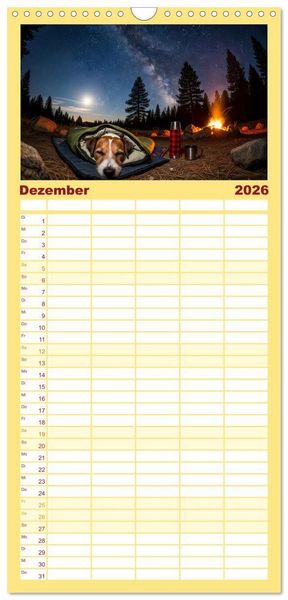 Produktbild: Familienplaner 2026 - Jack Russel Active mit 5 Spalten (Wandkalender, 21 x 45 cm) CALVENDO