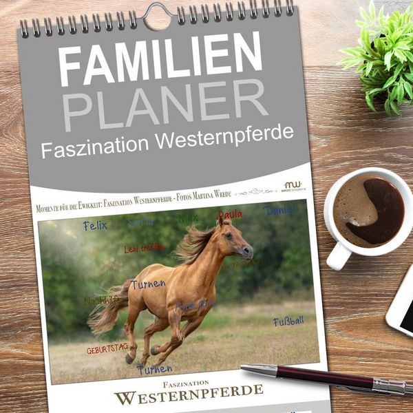 Produktbild: Familienplaner 2026 - Faszination Westernpferde mit 5 Spalten (Wandkalender, 21 x 45 cm) CALVENDO