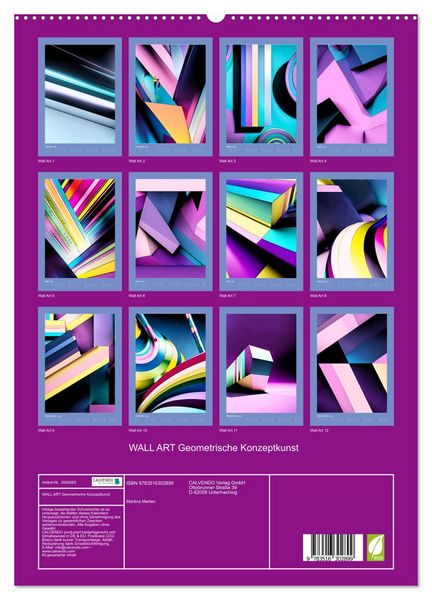 Produktbild: WALL ART Geometrische Konzeptkunst (hochwertiger Premium Wandkalender 2026 DIN A2 hoch), Kunstdruck in Hochglanz