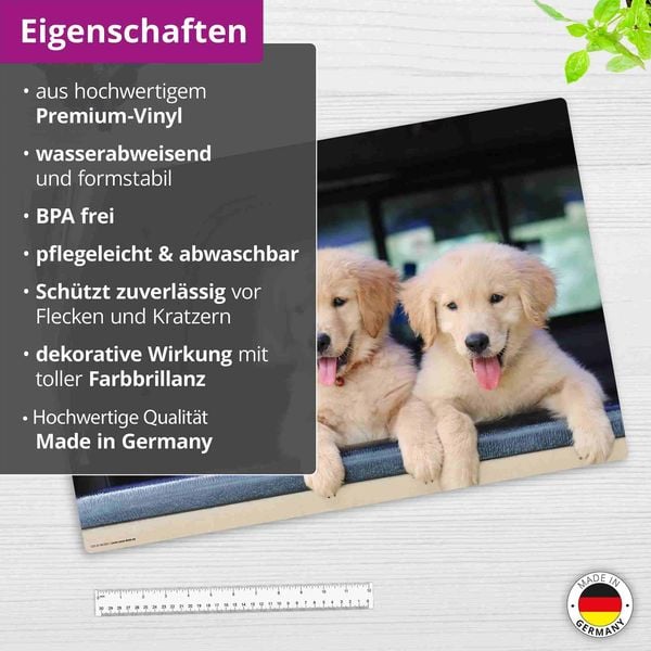 Produktbild: Cover-your-desk Schreibtischunterlage f&uuml;r Kinder und Erwachsene Golden Retriever Welpen, aus hochwertigem Vinyl , 60 x 40 cm